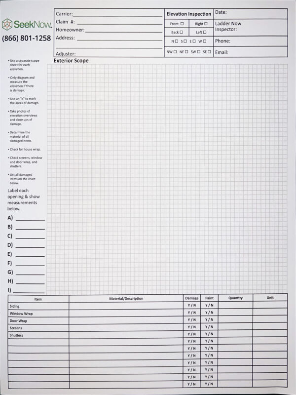 Seek Now Scope Sheets