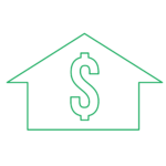 high value residential icon - house and dollar sign icon